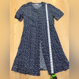LOFT Navy and White Floral Button-Front Mini Dress